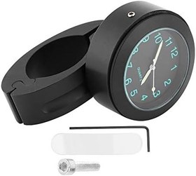 Resim Qiilu Motosiklet Gidon Saati, 22 / 25mm Motosiklet Motosiklet Gidon Aksesuarları Montaj Saati Evrensel Su Geçirmez Saat Dahili Pil (Siyah) 