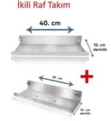 Resim bermega Inox, Ömürlük Paslanmaz Çelikten Raf Ikili Takım, Banyo Rafı, Şampuanlık, Sabunluk, Banyo Aksesuar 