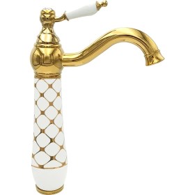 Resim Pure Concept Geometrik Beyaz Gold Tezgah Üstü Çanak Lavabo Armatürü 
