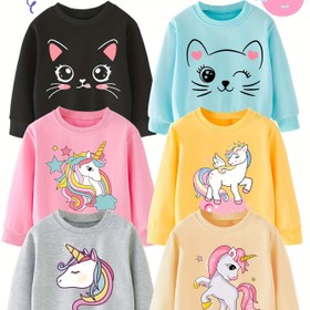 Resim Rastgele Gönderim 1 Adet XMQ120006 Kızlar İçin Sevimli Karakter Baskılı Şık ve Çok Yönlü İlkbahar/Sonbahar Kapüşonlu Sweatshirt 