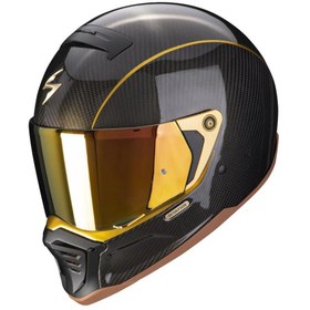 Resim Scorpion Exo Hx1 Karbon Se Retro Motosiklet Kaskı Siyah / Altın 