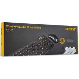 Resim Everest KM-01K Beyaz Usb Yuvarlak Tuşlu 3D Mouse Combo LC Layout 
