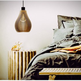 Resim Ferisa Home Ahşap salon yatak odası armut model dustin avize sarkıt 