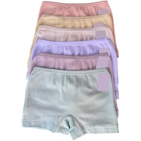 Resim 6'lı Dondeza Kız Çocuk Pastel Renk Fitilli Pamuklu Boxer Çok Renkli 