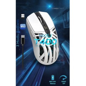 Resim HXSJ T400 Kablosuz 3 Modlu Dijital Göstergeli 650 Mah Batarya - Makrolu Oyuncu Mouse 
