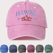 Resim 1 Baskılı HAWAII Şeftali Çiçeği 1959 Yıkanmış Beyzbol Şapkası Unisex Kamyoncu Şapka Nefes Alabilir Ayarlanabilir Golf Kadın Yaz Modası Kavisli Kenarlı Y2K Çift 