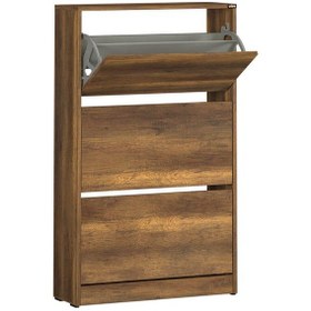 Resim Flat Duo 3 Katlı Geniş Ayakkabılık - Oslo Ceviz 73x119x26 Cm Ceviz 