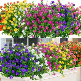 Resim 24 Paket UV Dirençli Yapay Boks Ağacı Bitkileri - İç/Dış Mekan Dekoru İçin Canlı Plastik Sahte Yeşillik, Asılı Bahçe, Veranda, Pencere Kutusu, Ev ve Düğün Çiftliği Dekorasyonu İçin Mükemmel, Yıldönümleri ve Özel Günler İçin İdeal, Yapay Açık Çiçekler 