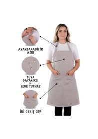 Resim 2 Adet Simple Ayarlanabilir Askılı Mutfak Önlüğü Açık Gri 