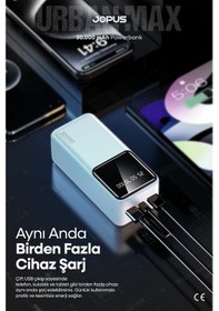 Resim Jopus 30000mah Powerbank Lcd Ekranlı Taşıma Askılı Güçlü Taşınabilir Şarj Cihazı Beyaz 