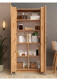 Resim Kuzeylife Novensa Çok Amaçlı Erzak-kiler Dolabı İki Kapaklı Çam Çam 