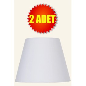 Resim Beyaz Kumaş Ikili Modern Abajur Şapkası 