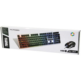 Resim Platoon PL-357 Işıklı USB Kablolu Oyuncu Klavye Mouse Set 
