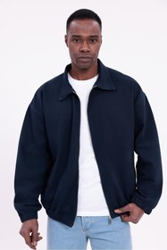 Resim Freemen Erkek Basic Gabardin Kumaş Fermuarlı Oversize Mevsimlik Polo Yaka Ceket 