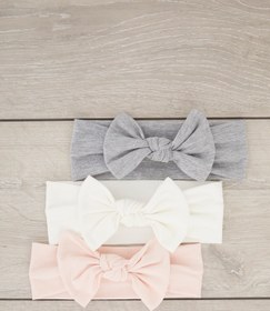 Resim Babygiz El Yapımı Yumuşak Fiyonk Bağlamalı Doğal %100 Pamuklu Penye 3'lü Bebek Çocuk Kız Bandana Seti 