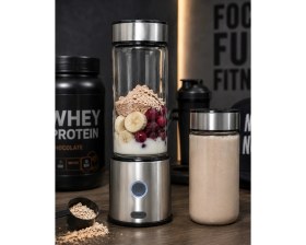 Resim Mey Ithalat® Çift Hazneli Cam Blender USB Şarjlı Smoothie ve Buz Kırıcı Blender 