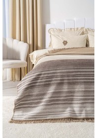 Resim Rivaistanbul Veloura Bej Çift Kişilik Püsküllü Battaniye Çok Renkli 