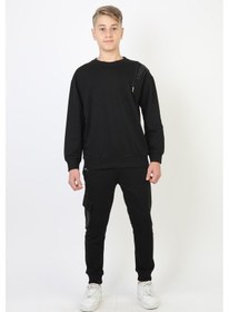 Resim Mevsimlik Respect Baskılı 2 İplik %100 Pamuk 2 İplik Uzun Kollu Erkek Çocuk Sweatshirt-90934 Siyah 
