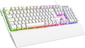 Resim Rampage KB-RX77 RUNNER BEYAZ USB Rainbow Aydınlatmalı Q Bilek Destekli Gaming Klavye 