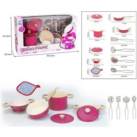 Resim 3815-6a Emaye Tencere 11 Parça Pembe -vardem Oyuncak 