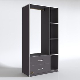 Resim Kenzlife giysi dolabı hülagü 175*90*40 gri gardırop 2 çekmeceli 