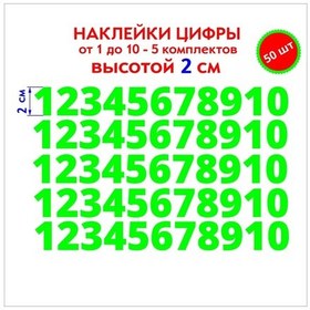 Resim Vinilshop 1'den 10'a Kadar Yeşil Rakamlar, 2 Cm Yüksekliğinde. 208547502 Yeşil 