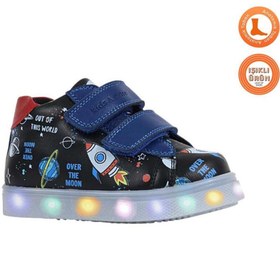 Resim kids A more Space Gap Dijital Baskılı Deri Işıklı Taban Erkek Çocuk Bot Saks 