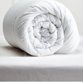 Resim Yorgan Tek Kişilik Beyaz Baklava Desen Pamuklu Kumaş 