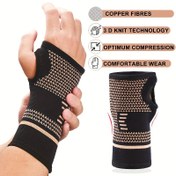 Resim 1 adet/2 adet Bakır Bilek Sıkıştırma Kollukları, Elastik Bilek Destek Kolluğu Sıkıştırma için, Nefes Alabilen Karpal Tünel El Kolluğu Spor, Fitness, Antrenman, Yazma için 