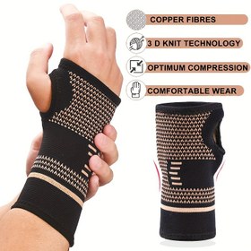 Resim 1 adet/2 adet Bakır Bilek Sıkıştırma Kollukları, Elastik Bilek Destek Kolluğu Sıkıştırma için, Nefes Alabilen Karpal Tünel El Kolluğu Spor, Fitness, Antrenman, Yazma için 