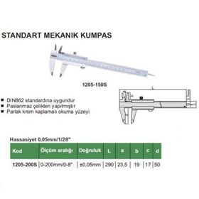 Resim İnsize Insize Standart Mekanik Kumpas 1205-2002s 
