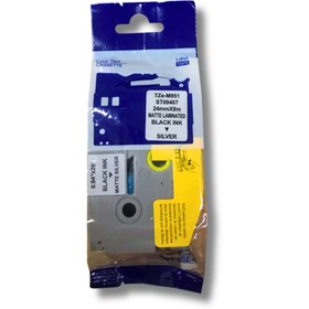 Resim nanoprint Brother Tze-m951 24mmx8m Mat Gümüş Etikete Siyah Muadil Etiket (LAMİNASYON ŞERİT) 