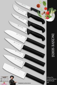 Resim CASTLE KITCHEN İncisive Serisi Mutfak Bıçak Seti Et Ekmek Sebze Şef Bıçağı 9 Lu Set Günlük Kullanım ( Mft-748 ) 