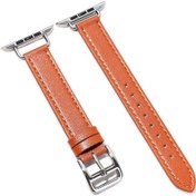 Resim iOS Uyumlu Watch Serisi 7 14mm Dana Derisi Deri Saat Kordonu 45mm/6-se-5-4 44mm/3-2-1 42mm 