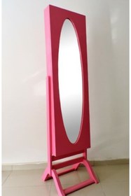 Resim Ankara Mobilya Takı Dolabı ST 12934 Boy Ayna Kayın MDF Parlak PEMBE Lake Boya Klasik El Yapım 