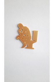 Resim moistrid Gold Thinker Man Klozette Oturan Düşünen Adam - Kapı ,Priz ,Sifon Süsü Komik Dekor Plastik Çıkartma 