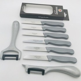 Resim Solingen Gri Simli 6 Adet Bıçak 1 Yansoy 1 Sapan Soyacak Seti Çok Renkli 