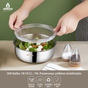 Resim Amboss SteelBox 2 Parça Paslanmaz Çelik Şeffaf Kapaklı Saklama Kabı 18 cm 