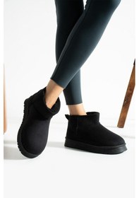 Resim Shoetek Lesva Kadın Bot İçi Kürklü Siyah Süet Siyah 