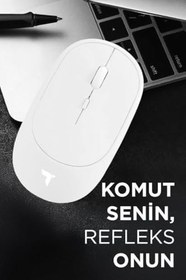 Resim Torima TM-16 Beyaz Kablosuz Çift Modlu Sessiz Mouse Fare 