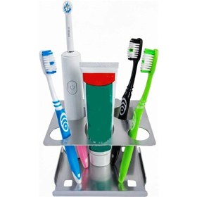 Resim Şarjlı Diş Fırçalık Tutucu Yapışkanlı Ve Vidalı Macunluklu Krom Çok Renkli 