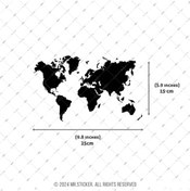Resim Bay Etiket Cse3 Mat Siyah Renk Detaylı Kesim Dünya Haritasi 