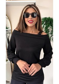 Resim Soonaksesuar Kadın Askılı Iki Omuzu Açık Salaş Yün Viskon Bluz Siyah 
