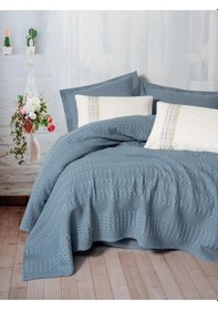 Resim Cotton Box Aura Çift Kişilik Pike Takımı Pebble İndigo Çok Renkli 