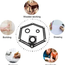 Resim Alüminyum Delik Şablon Cetveli, Fayans ve Granit Ölçme Açı Ölçer 4 Ay 