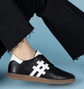 Resim Getcho Maddo Kadın Günlük Siyah Beyaz Sneaker Ayakkabı Hashtag Detaylı Spor Model Kauçuk Taban Hafif Rahat 