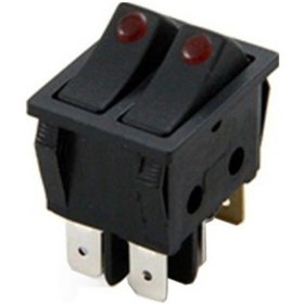 Resim İkili Nokta Işikli Anahtar On-Off 6Pin Kırmızı Ledli 220V 
