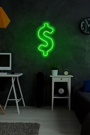 Resim Dolar Logo Neon Led Duvar Dekorasyonu Yeşil 