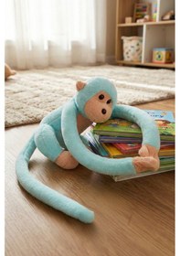 Resim Elleri Yapışan Oyun Ve Uyku Arkadaşı Peluş Maymun Turkuaz Turkuaz 