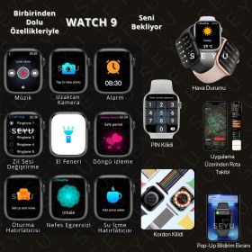 Resim Seyu Watch Watch 9 Pro Gümüş Iphone ve Android Tüm Telefonlara Uyumlu Akıllı Saat 